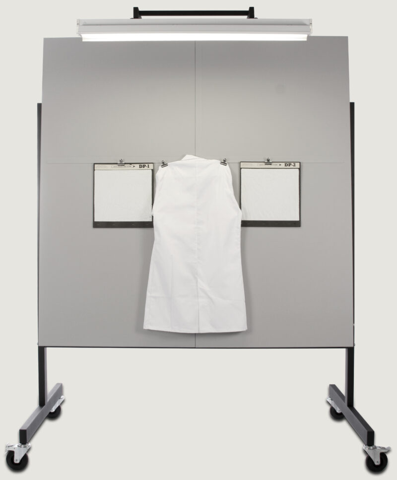 Lab coat hanging on viewing board
