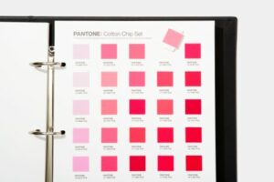 Pantone Cotton Chip Set red page showing removable chips