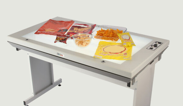 planning table with food packaging