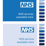 NHS colurs, blue and branding