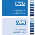 NHS colurs, blue and branding
