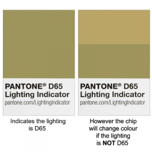 Pantone D65 Lighting Indicators Stickers showing how they work