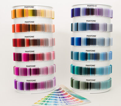 Pantone Plus Plastic Chip Collection towers of plastic chips
