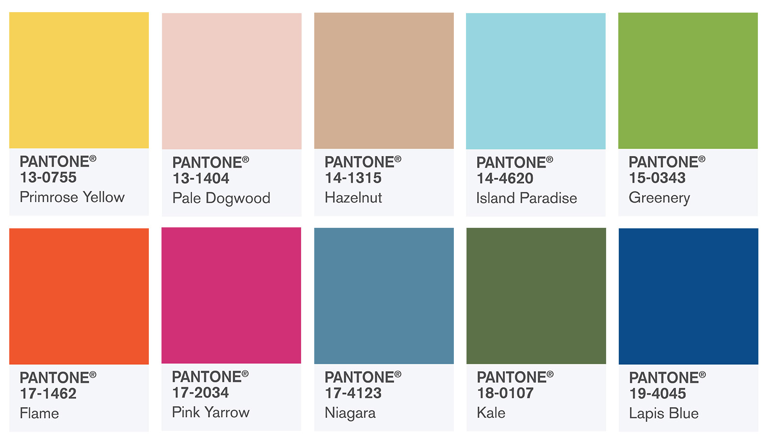 pantone colour options