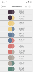 NCS Colourpin App showing colour harmonies