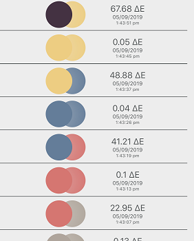 NCS Colourpin App showing colour harmonies