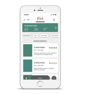 NCS Colourpin App on phone screen