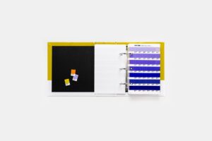 Pantone GP1606C Solid Chips book with blue page open