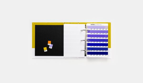 Pantone GP1606C Solid Chips book with blue page open