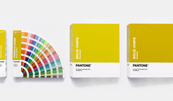 Pantone colour fans and chip books with yellow covers