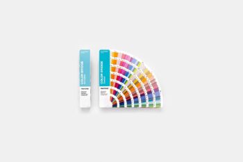 Pantone GP6102C Color Bridge fans, one open to show colour range