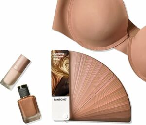 bra and cosmetics with Pantone skintone colour guide